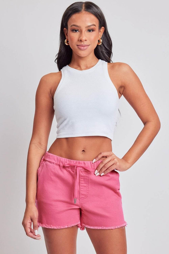 YMI Jeanswear Full Size Drawstring Raw Hem Shorts - MimiStylez