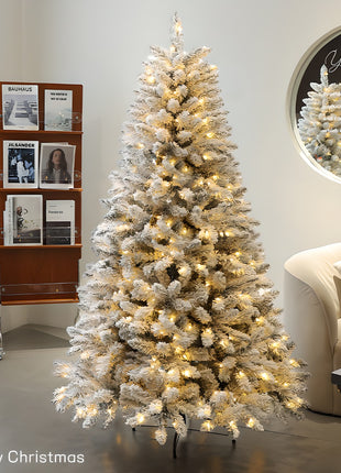 6FT- White Flocked Pre lit Lush Christmas Tree