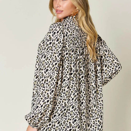 Double Take Full Size Leopard Long Sleeve Blouse - MimiStylez