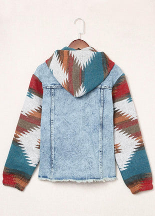 Drawstring Hooded Pocketed Denim Jacket - MimiStylez