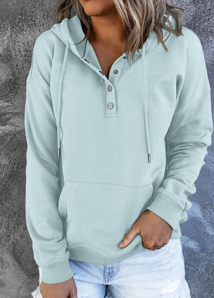 Dropped Shoulder Long Sleeve Hoodie with Pocket - MimiStylez