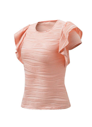 Textured Round Neck Cap Sleeve Top - MimiStylez