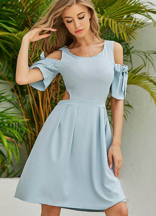 Cutout Tied Cold-Shoulder Dress - MimiStylez