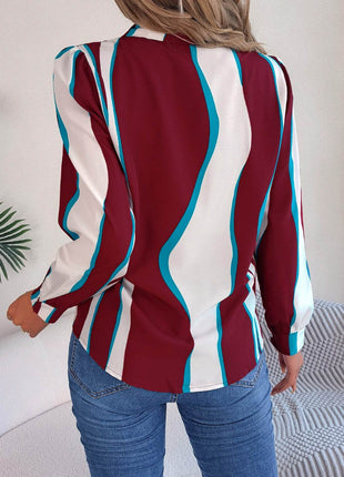 Printed Button Up Long Sleeve Shirt - MimiStylez