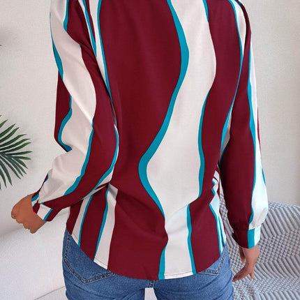 Printed Button Up Long Sleeve Shirt - MimiStylez