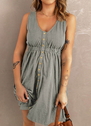 Sleeveless Button Down Mini Magic Dress - MimiStylez