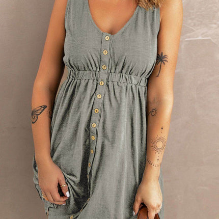 Sleeveless Button Down Mini Magic Dress - MimiStylez
