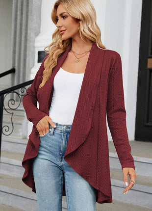 Open Front Long Sleeve Cardigan - MimiStylez