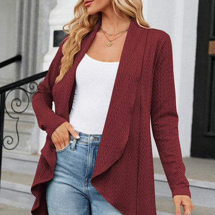 Open Front Long Sleeve Cardigan - MimiStylez