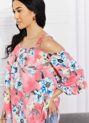 Sew In Love Full Size Fresh Take Floral Cold-Shoulder Top - MimiStylez