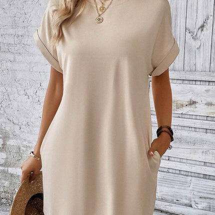 Round Neck Short Sleeve Mini Dress - MimiStylez