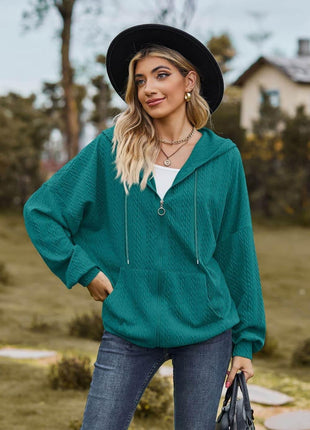 Cable-Knit Long Sleeve Hooded Jacket - MimiStylez