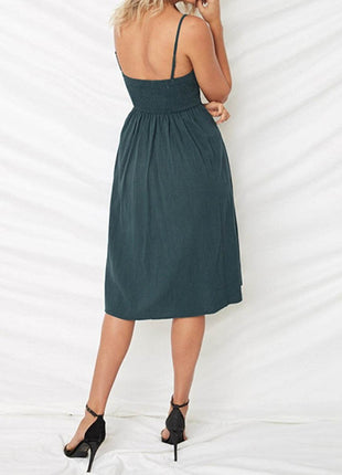 Cutout Smocked Sweetheart Neck Cami Dress - MimiStylez