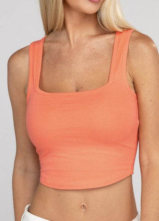 Cotton Square Neck Cropped Cami Top - MimiStylez