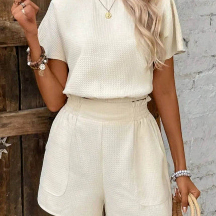 Round Neck Short Sleeve Top and Shorts Set - MimiStylez