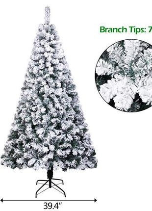 6FT Flocked Christmas Tree, 750 Branches, Automatic Tree