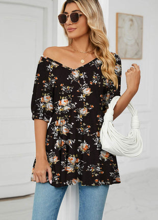V-Neck Babydoll Blouse - MimiStylez