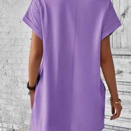 Pocketed Round Neck Short Sleeve Dress - MimiStylez
