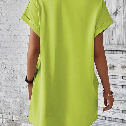 Round Neck Short Sleeve Mini Dress - MimiStylez