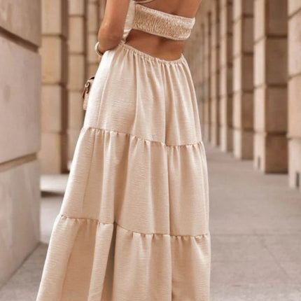 Tiered Crisscross Spaghetti Strap Dress - MimiStylez