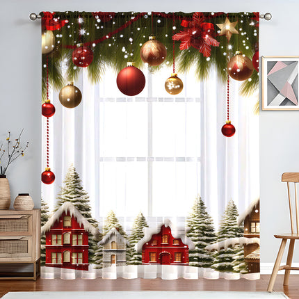 1PC Festive Christmas Printed Curtains