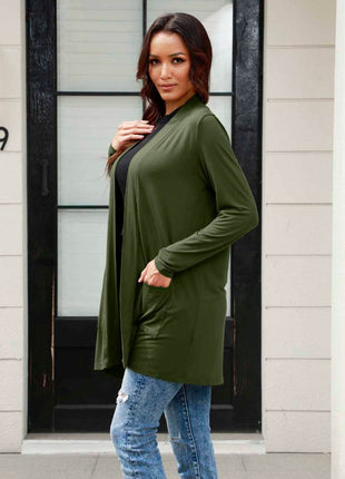 Basic Bae Full Size Open Front Long Sleeve Cardigan with Pockets - MimiStylez