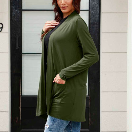 Basic Bae Full Size Open Front Long Sleeve Cardigan with Pockets - MimiStylez