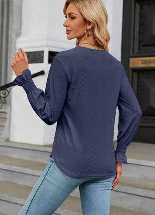 V-Neck Flounce Sleeve Blouse - MimiStylez