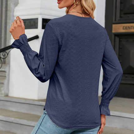 V-Neck Flounce Sleeve Blouse - MimiStylez