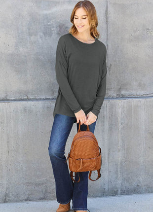 Basic Bae Full Size Round Neck Dropped Shoulder T-Shirt - MimiStylez