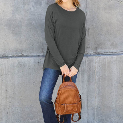 Basic Bae Full Size Round Neck Dropped Shoulder T-Shirt - MimiStylez
