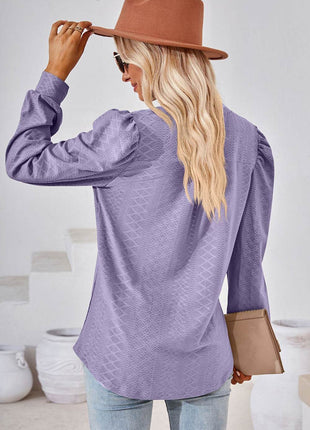 Notched Long Sleeve T-Shirt - MimiStylez