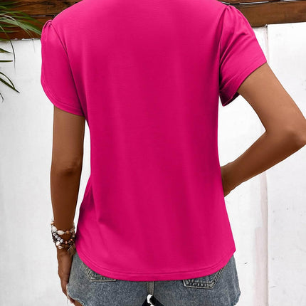 Strappy V-Neck Petal Sleeve Top - MimiStylez