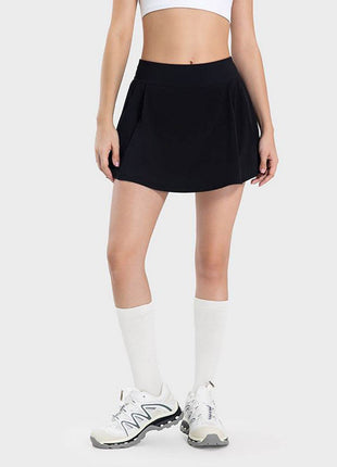 Pleated Detail Mid-Rise Waist Active Skirt - MimiStylez