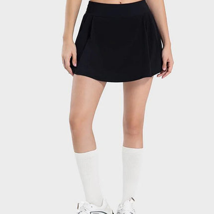 Pleated Detail Mid-Rise Waist Active Skirt - MimiStylez