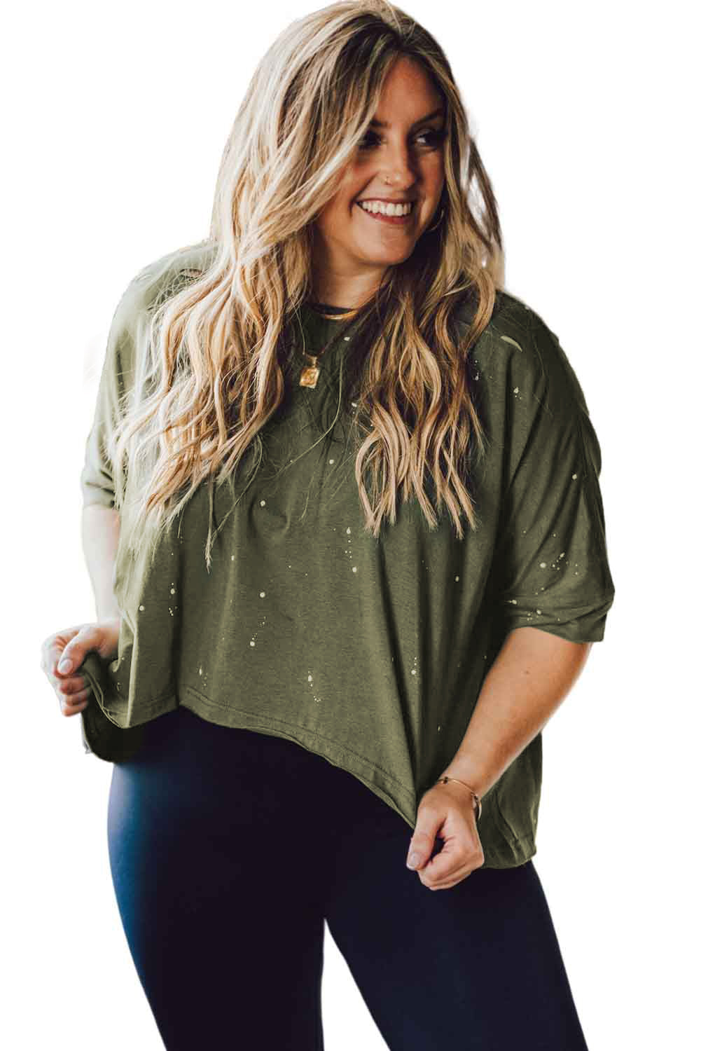 Plus Size Round Neck Half Sleeve Blouse