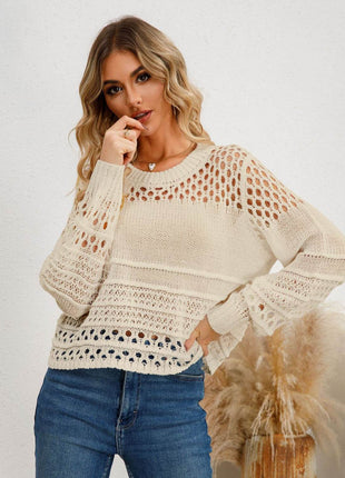 Cutout Round Neck Knit Top - MimiStylez