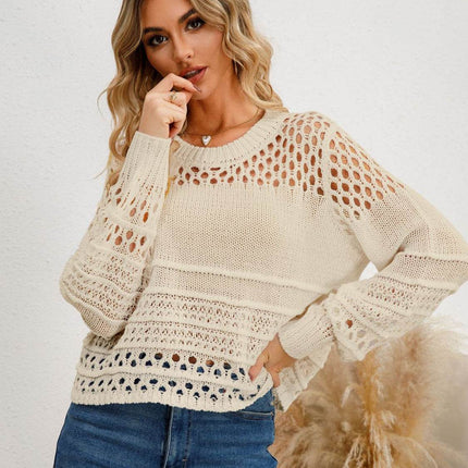 Cutout Round Neck Knit Top - MimiStylez