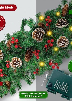 Guirnalda navideña de 12 pies con decoración variada