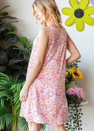 Heimish Full Size Floral V-Neck Tank Dress with Pockets - MimiStylez