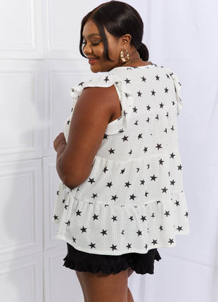 Heimish Shine Bright Full Size Butterfly Sleeve Star Print Top - MimiStylez