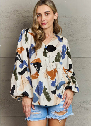Hailey & Co Wishful Thinking Multi Colored Printed Blouse - MimiStylez