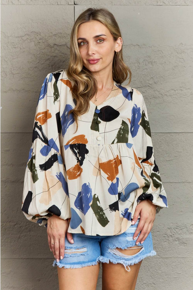 Hailey & Co Wishful Thinking Multi Colored Printed Blouse - MimiStylez