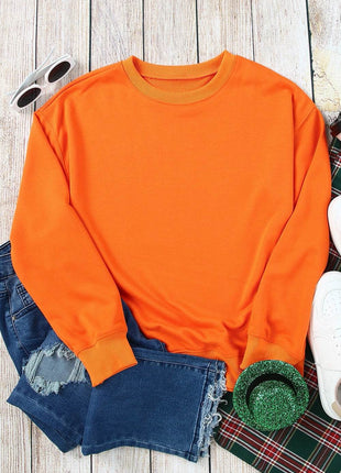 Round Neck Dropped Shoulder Sweatshirt - MimiStylez