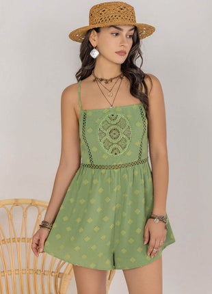 Square Neck Spaghetti Strap Romper - MimiStylez