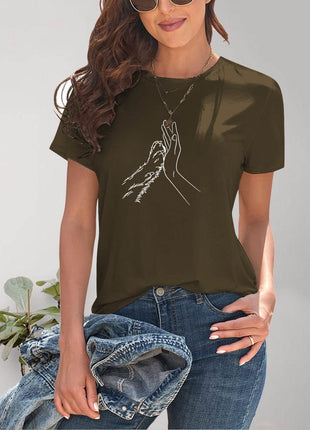Graphic Round Neck Short Sleeve T-Shirt - MimiStylez