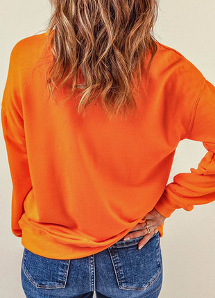 Round Neck Dropped Shoulder Sweatshirt - MimiStylez