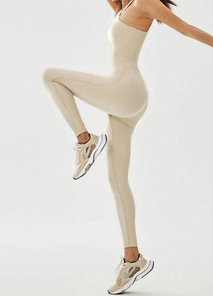 Cutout Asymmetrical Neck Active Jumpsuit - MimiStylez