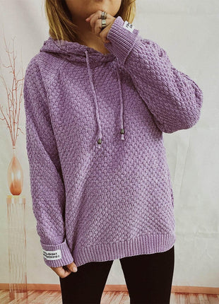 Drawstring Long Sleeve Hooded Sweater - MimiStylez