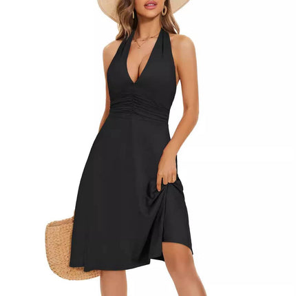 Women's Fashion Casual Floral V-neck Dress - MimiStylez